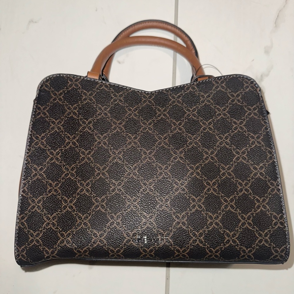 Nine West Black and Brown Monogram Satchel